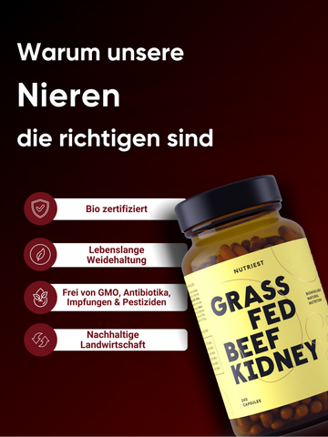 Getrocknete Bio Weiderind Nieren in Kapseln