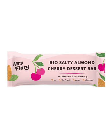 Bio Salty Almond Cherry Dessert Bar 23% Protein – 50g veganer Proteinriegel mit Mandeln & Kirschen ⚠️Produkt wird ungekühlt verschickt⚠️