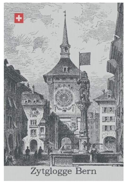 KULTSCHTOFF Küchentuch Zytglogge Bern, Grau