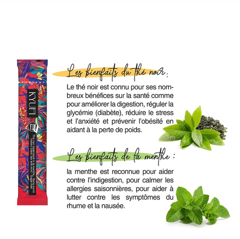 KYUFI Thé Noir Instantané À La Menthe - Sans Sucre