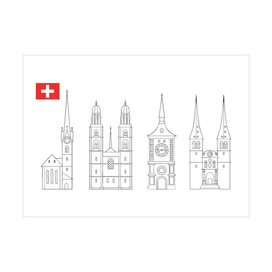 mumix A6 Postkarte Schweizer Sehenswürdigkeiten
