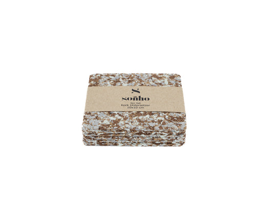 soñho Recife Kork Untersetzer 6er Set, 10 x 10 cm