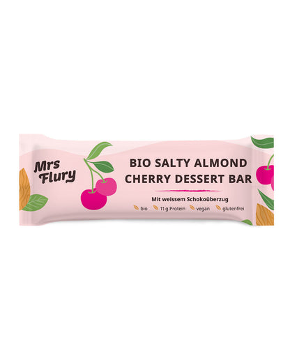 Bio Salty Almond Cherry Dessert Bar 23% Protein – 50g veganer Proteinriegel mit Mandeln & Kirschen ⚠️Produkt wird ungekühlt verschickt⚠️